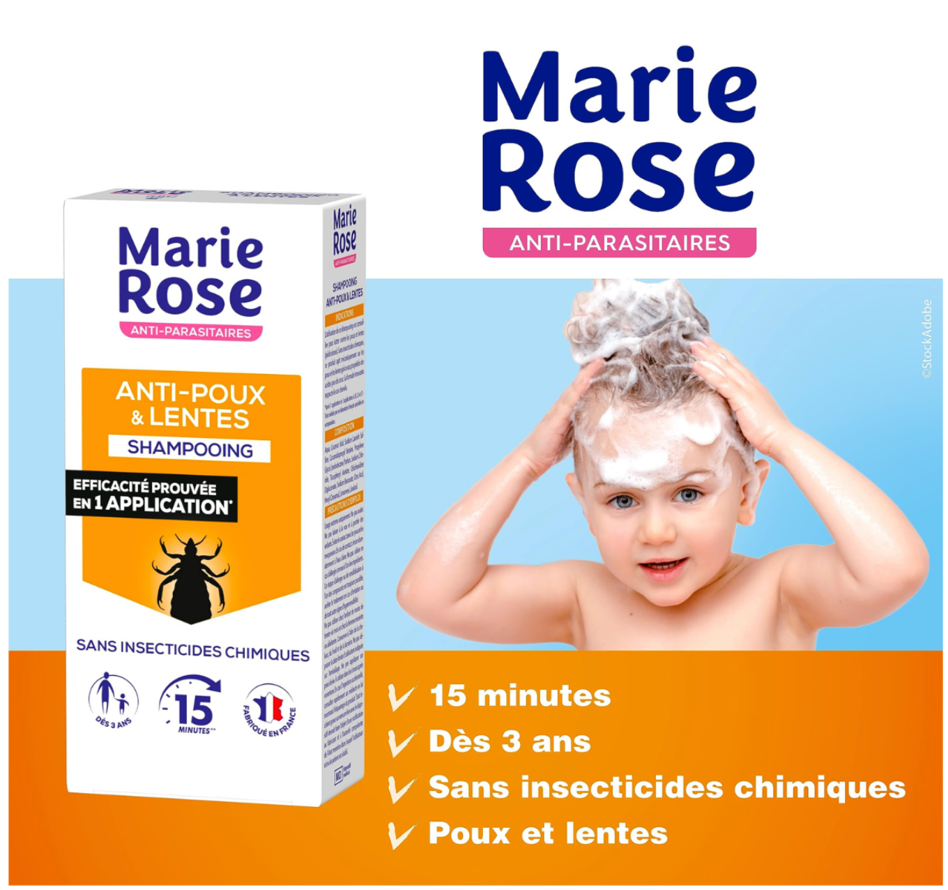 Shampoing anti-poux et lentes, Marie Rose